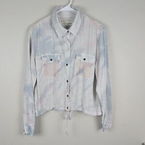 Vintage Havana Tie Dye Mesh Back Button Down Shirt Womens Small S
